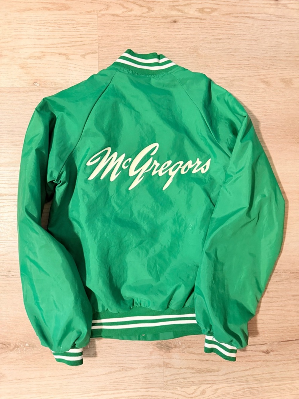 Vintage Green Varsity McGregors Green Script Logo Jacket RARE